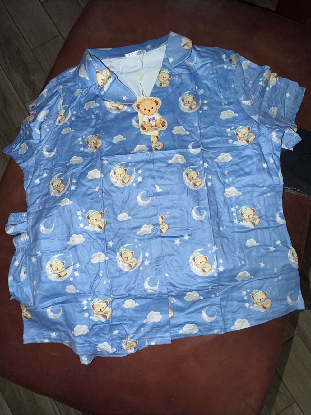 women’s Blue Teddy Moon Pajama Set - Picture 2 of 5